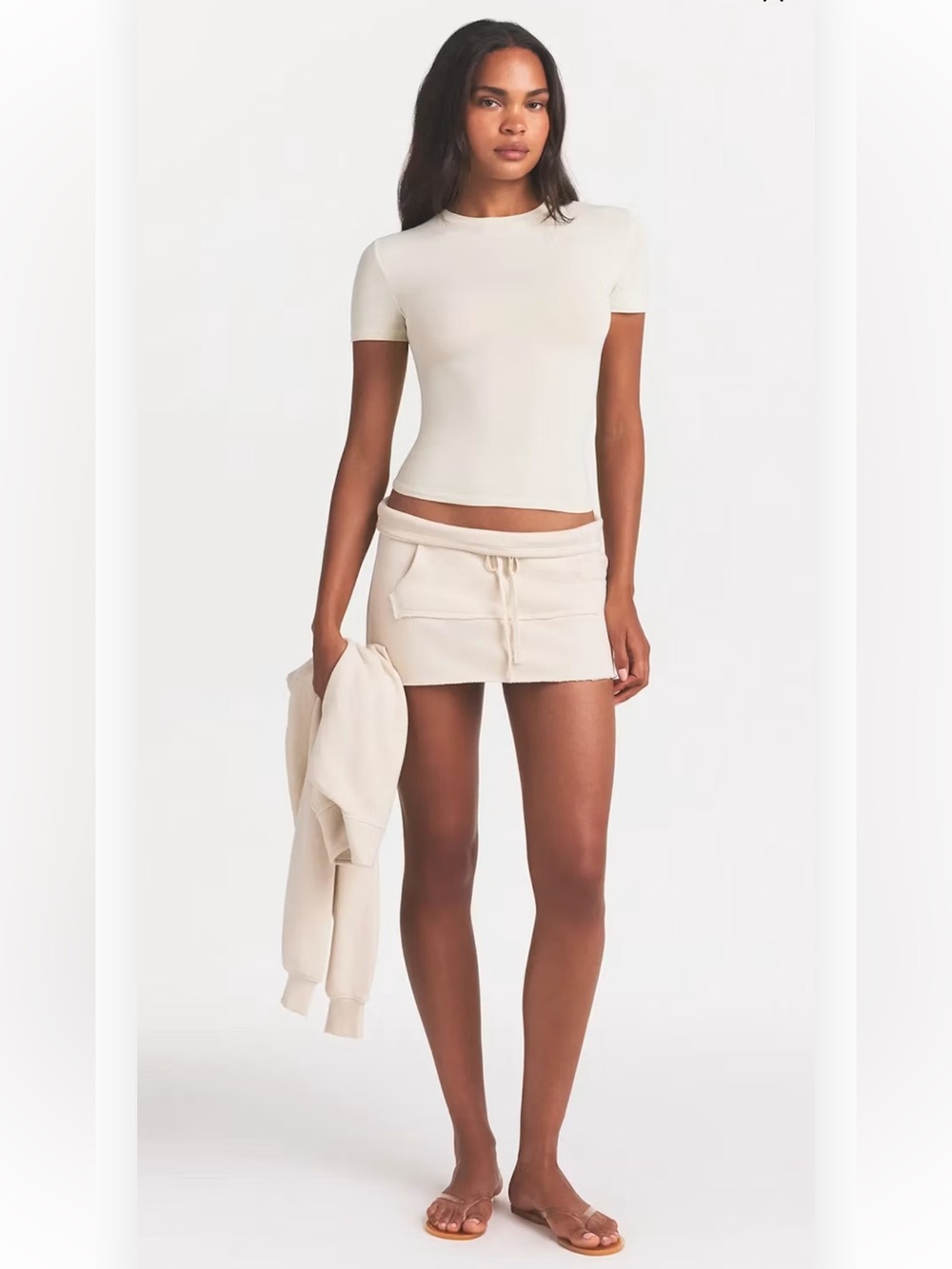Skims Cotton Jersey T-Shirt Bone Off White Size Small NWT